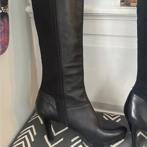 Tahari Black Tall Platform Boots with 4” heel